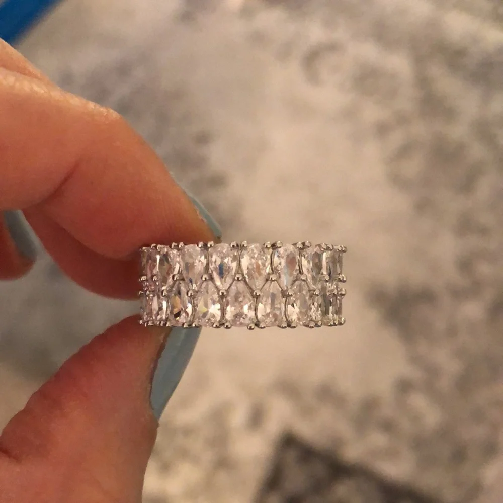 18K Gold Sparkly Cubic Zirconia Eternity Ring